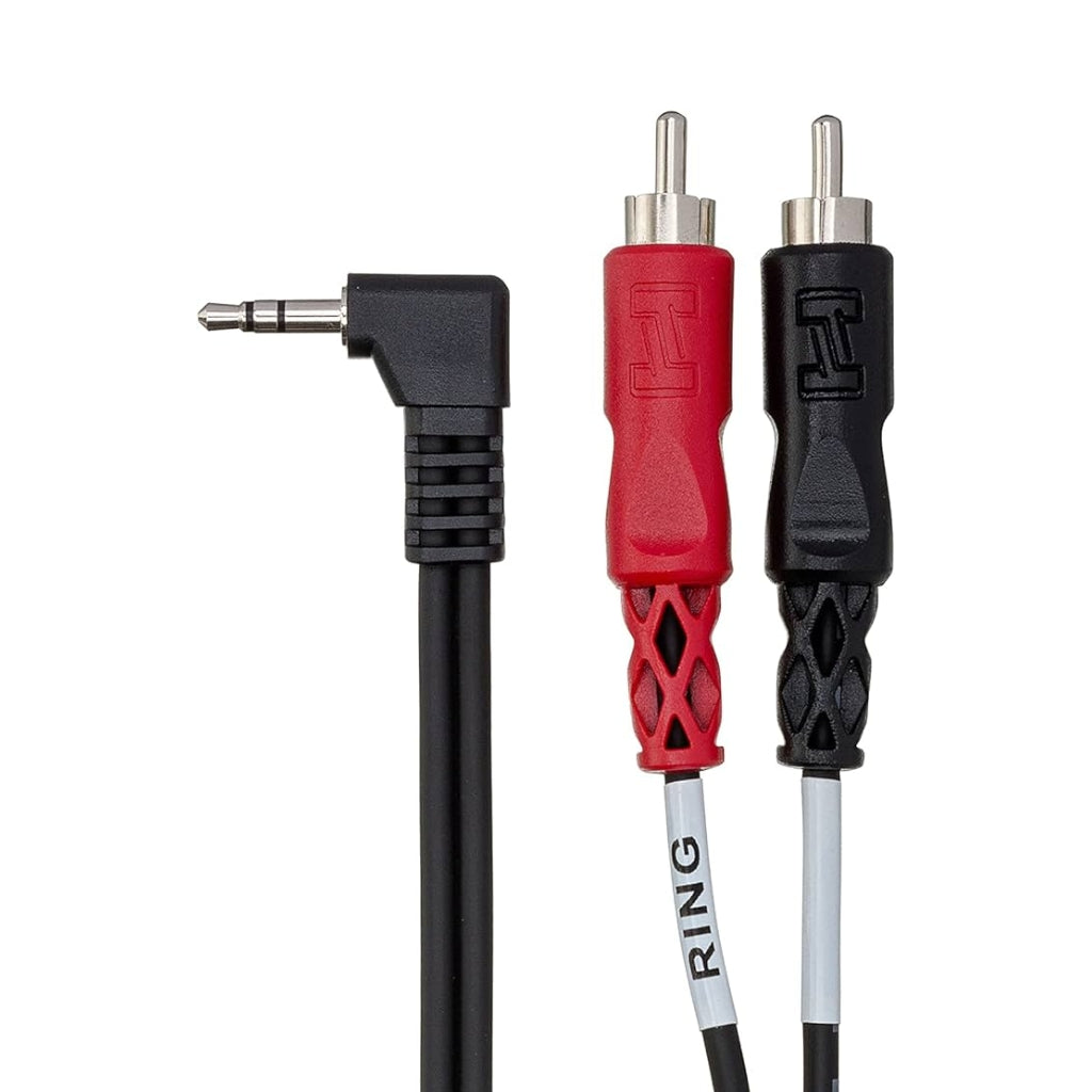 Hosa - Right-Angle 3.5mm TRS to Dual RCA - Stereo Breakout Cable 3ft