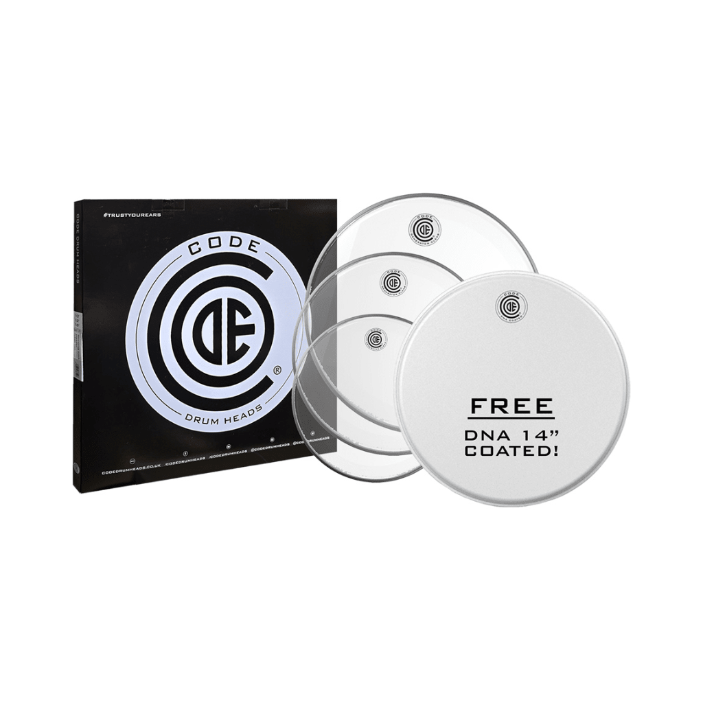 Code Generator Clear Tom Head Fusion Pack - 10/12/14 inch Drum Heads Sky Music