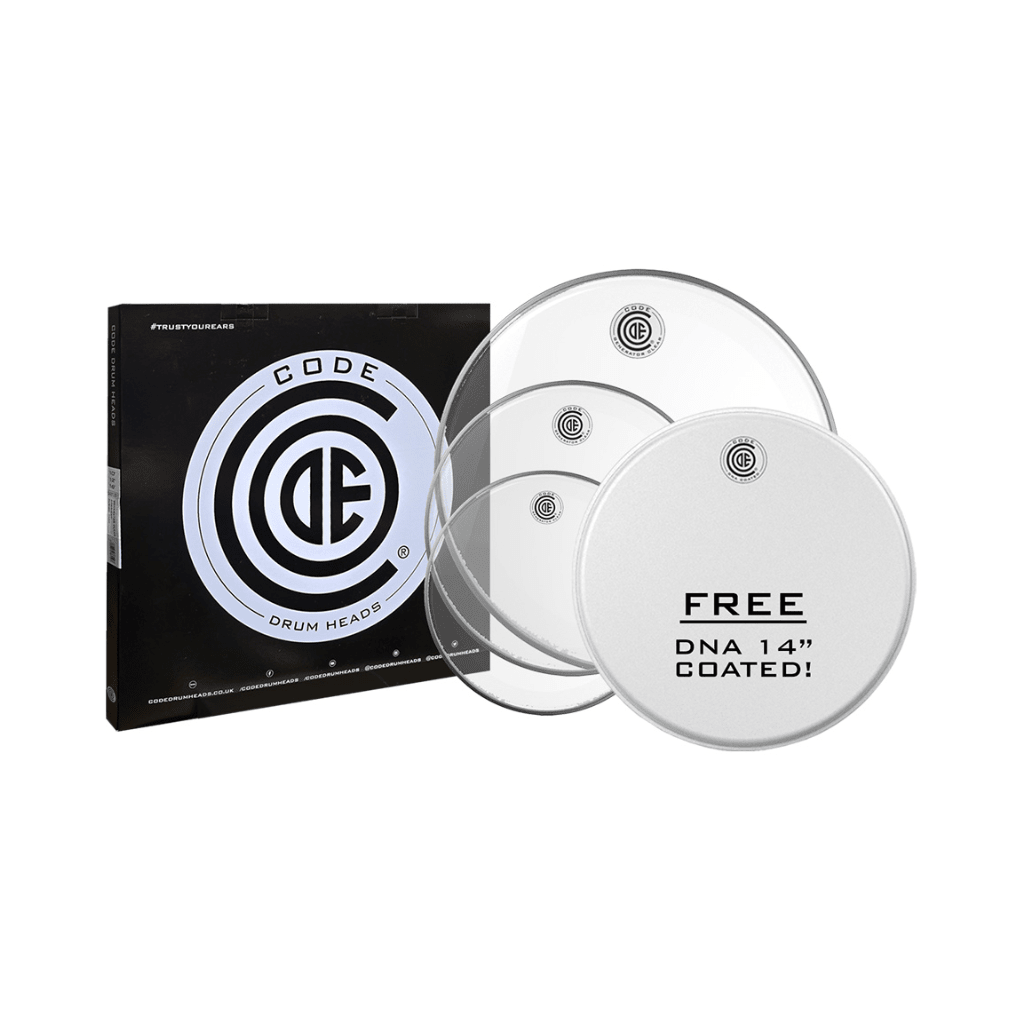 Code Generator Clear Tom Head Fusion+ Pack - 10/12/16 inch Drum Heads Sky Music