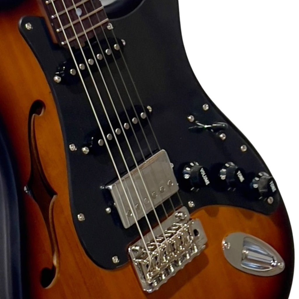 Cole Clark Hollow Baby HSS Blackwood Plate SUNB188 Electric Guitar - Sunburst Electric Guitars Sky Music