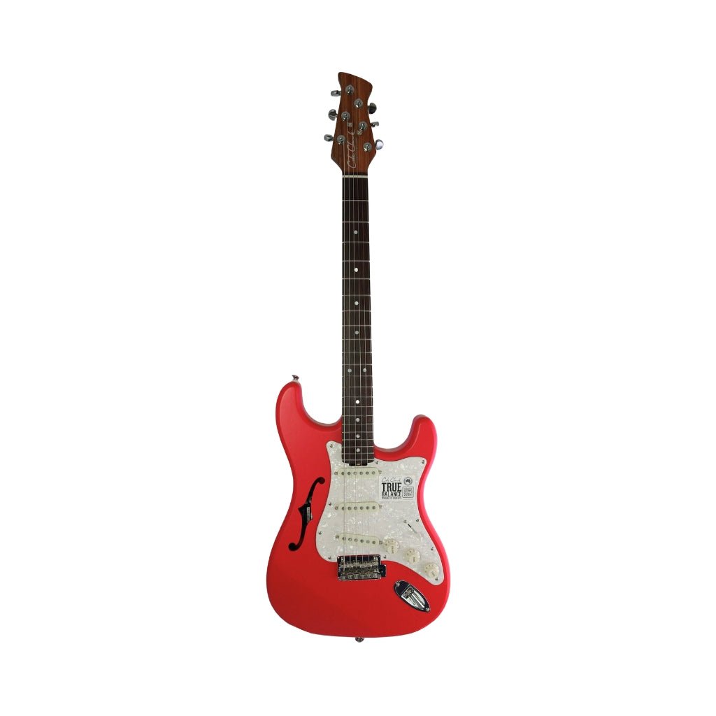 Cole Clark Hollow Baby SSS MOP Pickguard Electric Guitar - Red Electric Guitars Sky Music