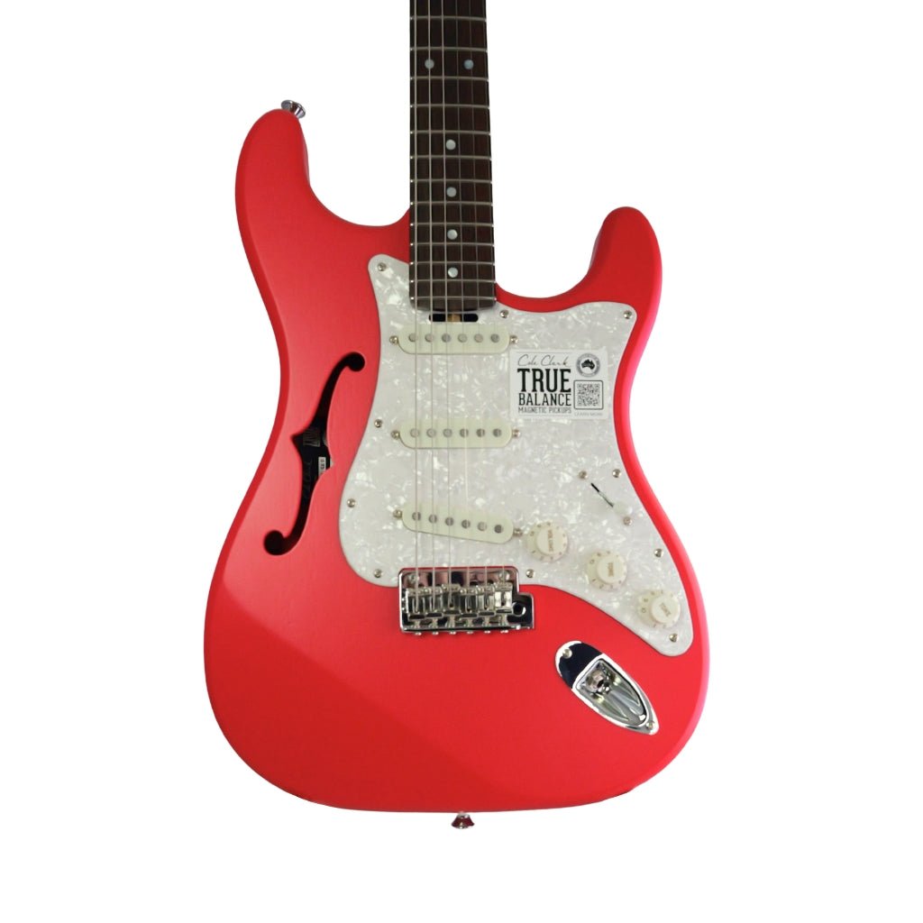 Cole Clark Hollow Baby SSS MOP Pickguard Electric Guitar - Red Electric Guitars Sky Music