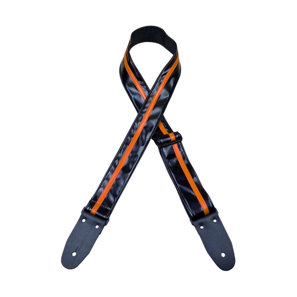Colonial Leather - Stripe Rag Strap - Black with Orange Stripe Guitar Straps Sky Music