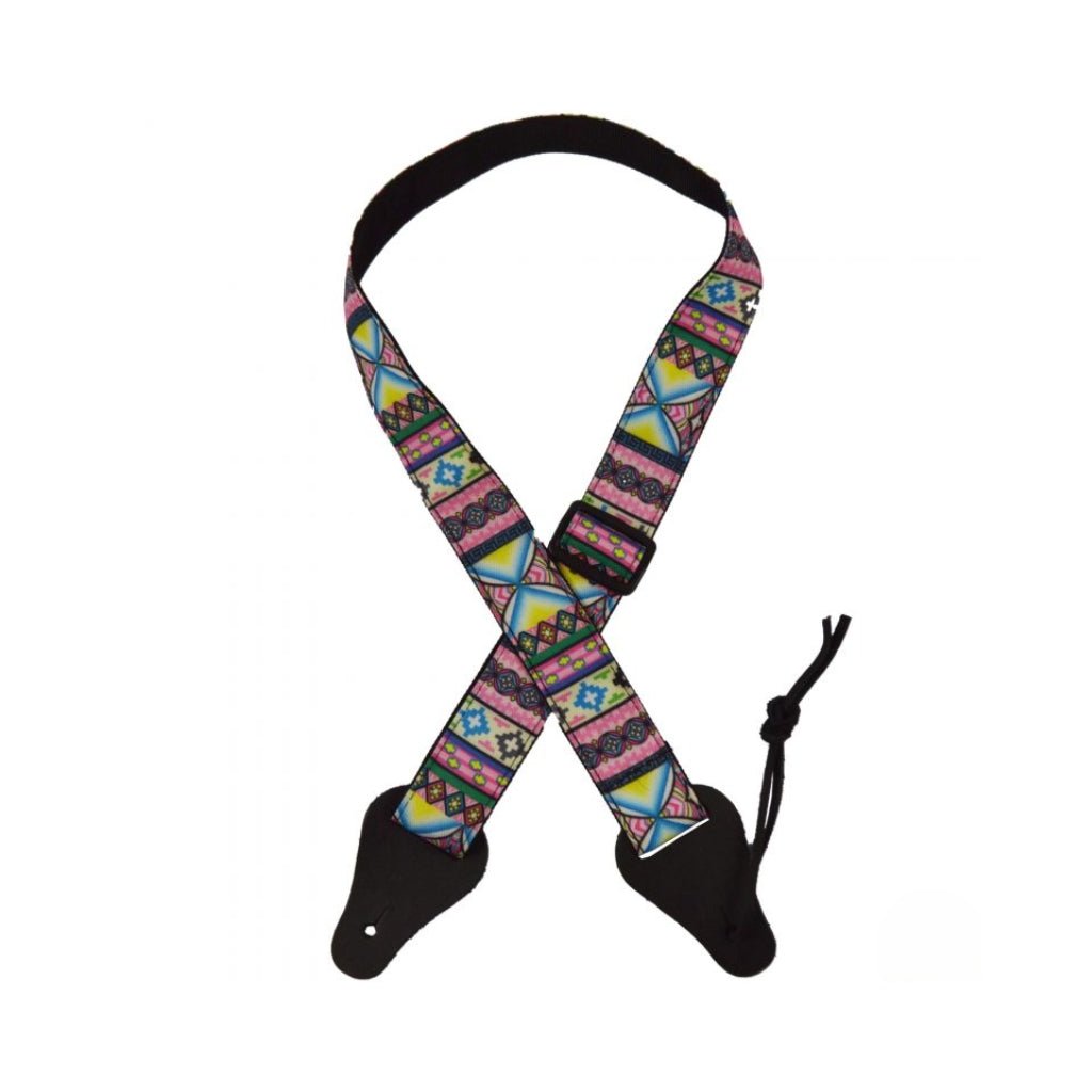 Colonial Leather - Ukulele Jacquard Strap - Hour Glass Pink Blue Guitar Straps Sky Music