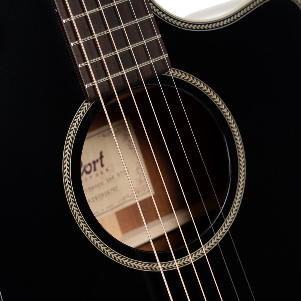 Cort Essence GA4 Acoustic Guitar - Black Top Semi Gloss Acoustic Guitars Sky Music