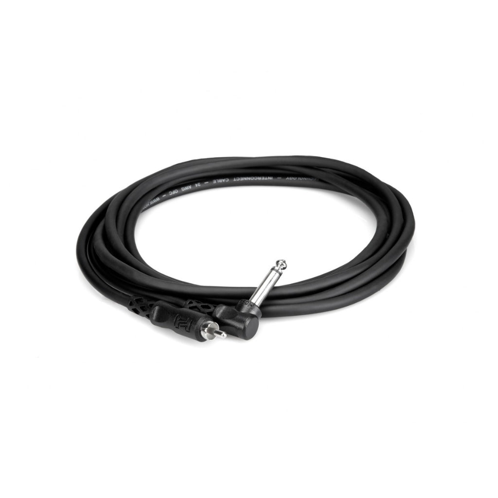 Hosa - Right-angle 1/4 in TS to RCA - Unbalanced Interconnect 3ft