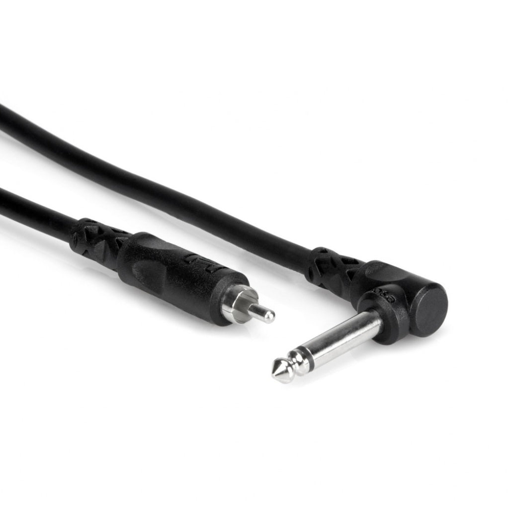 Hosa - Right-angle 1/4 in TS to RCA - Unbalanced Interconnect 3ft