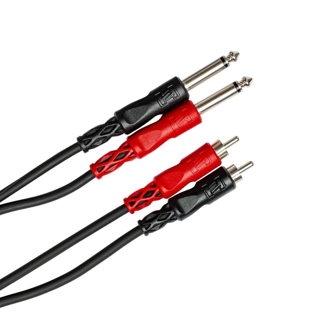 Hosa - Dual 1/4 in TS to Dual RCA - Stereo Interconnect Cable 1m