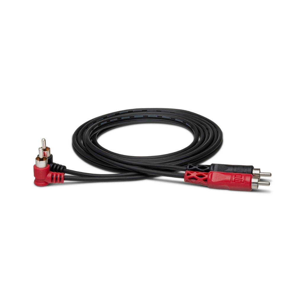 Hosa - Dual RCA to Dual Right-angle RCA - Stereo Interconnect Cable 1m