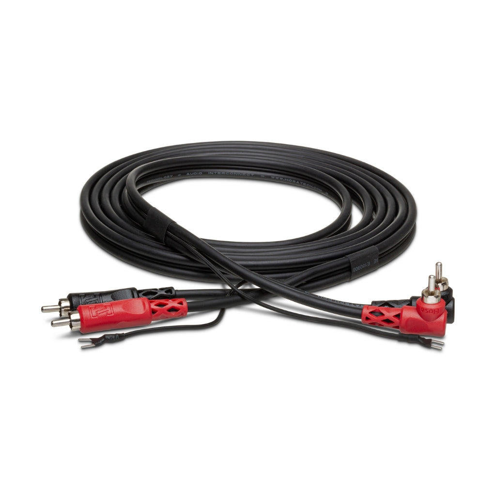 Hosa Technology - Dual RCA to Dual Right-angle RCA with Ground Wire - Stereo Interconnect Cable 3m