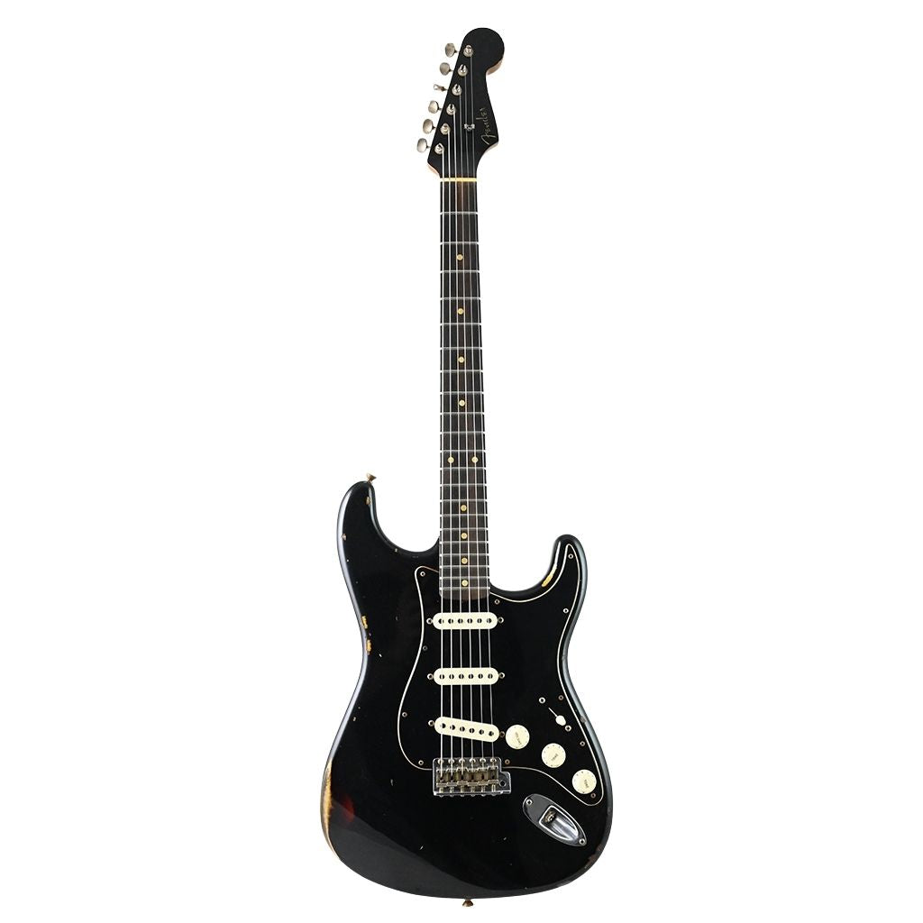 Fender Custom Shop - Limited Edition Dual-Mag II Strat Relic - Rosewood Fingerboard - Aged Black Over 3-Colour Sunburst