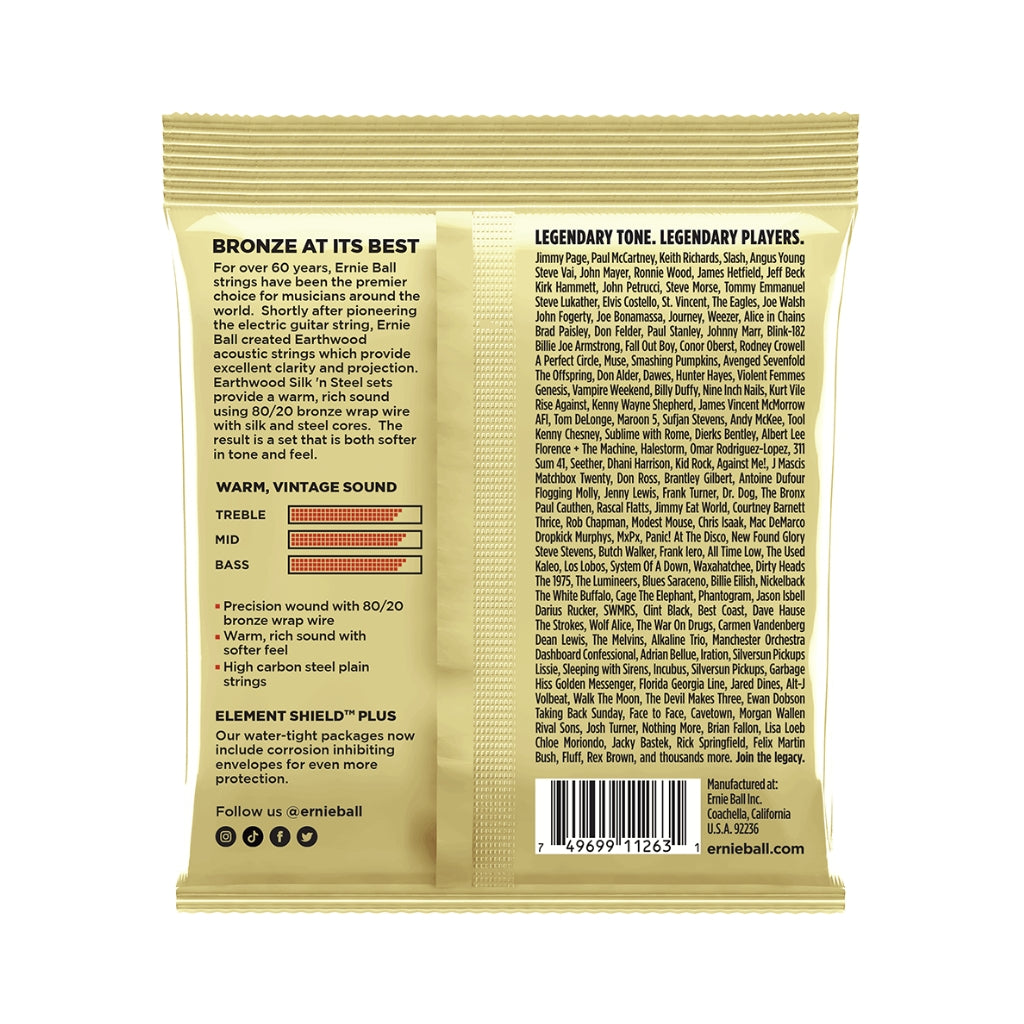 Ernie Ball Earthwood Silk & Steel Extra Soft 8020 Bronze 10-50 Acoustic Guitar Strings - 3 Pack