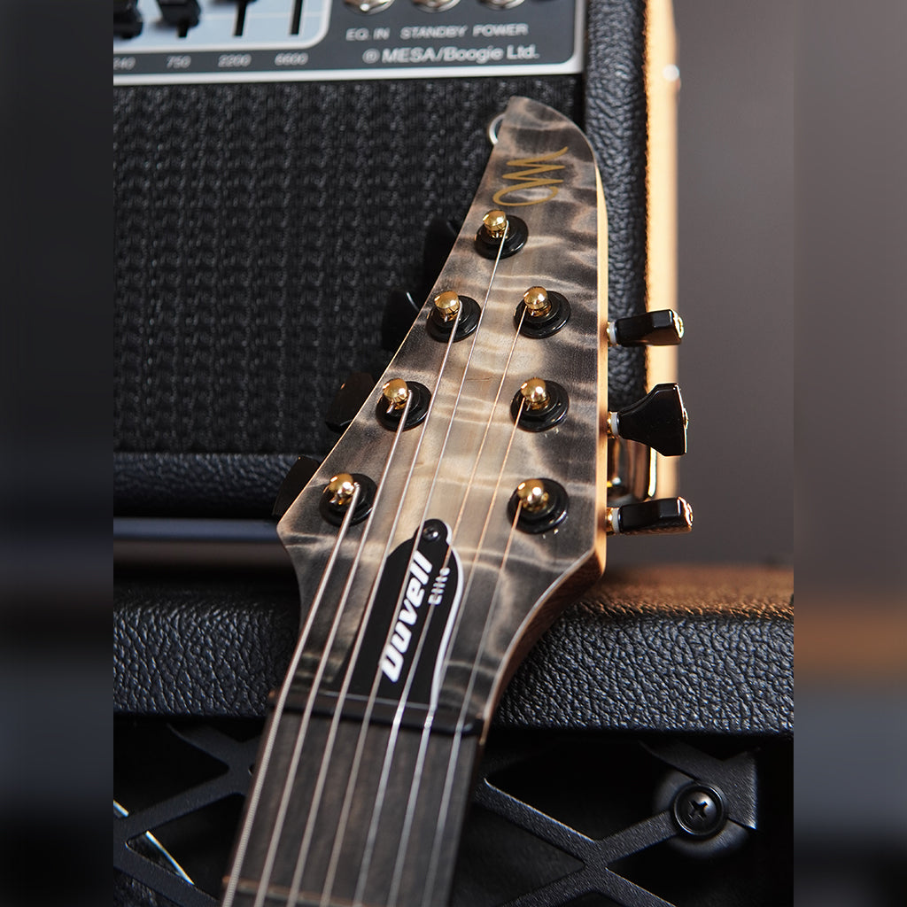 Mayones Duvell Elite 7 Curly Poplar Top Electric Guitar - Natural Fade Graphite Burst