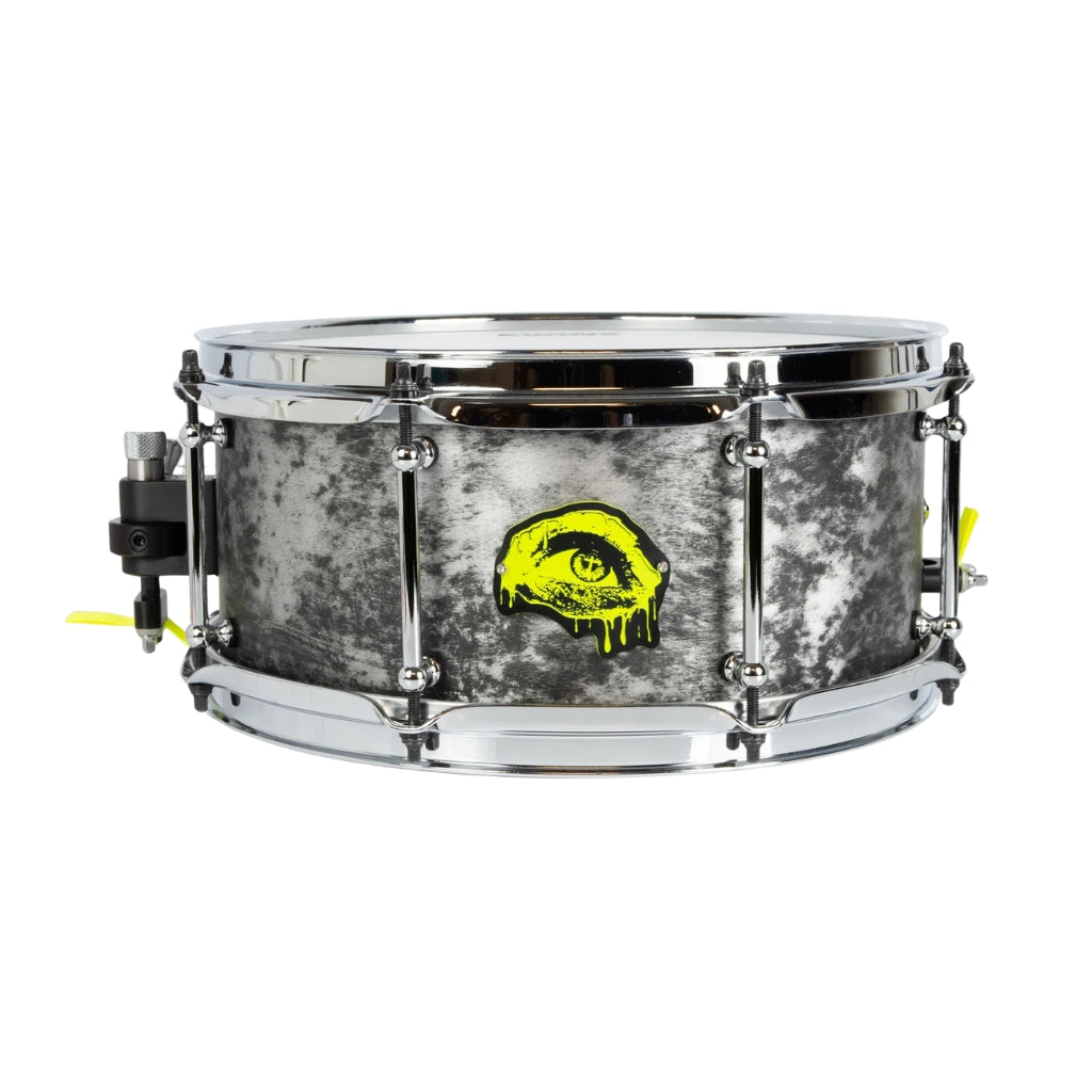 SJC Custom Drums - Kevin 'Pacusn' Kaine x Knocked Loose Signature 'Suffocate' USA Snare Drum - 6x13" - Distressed Aluminum