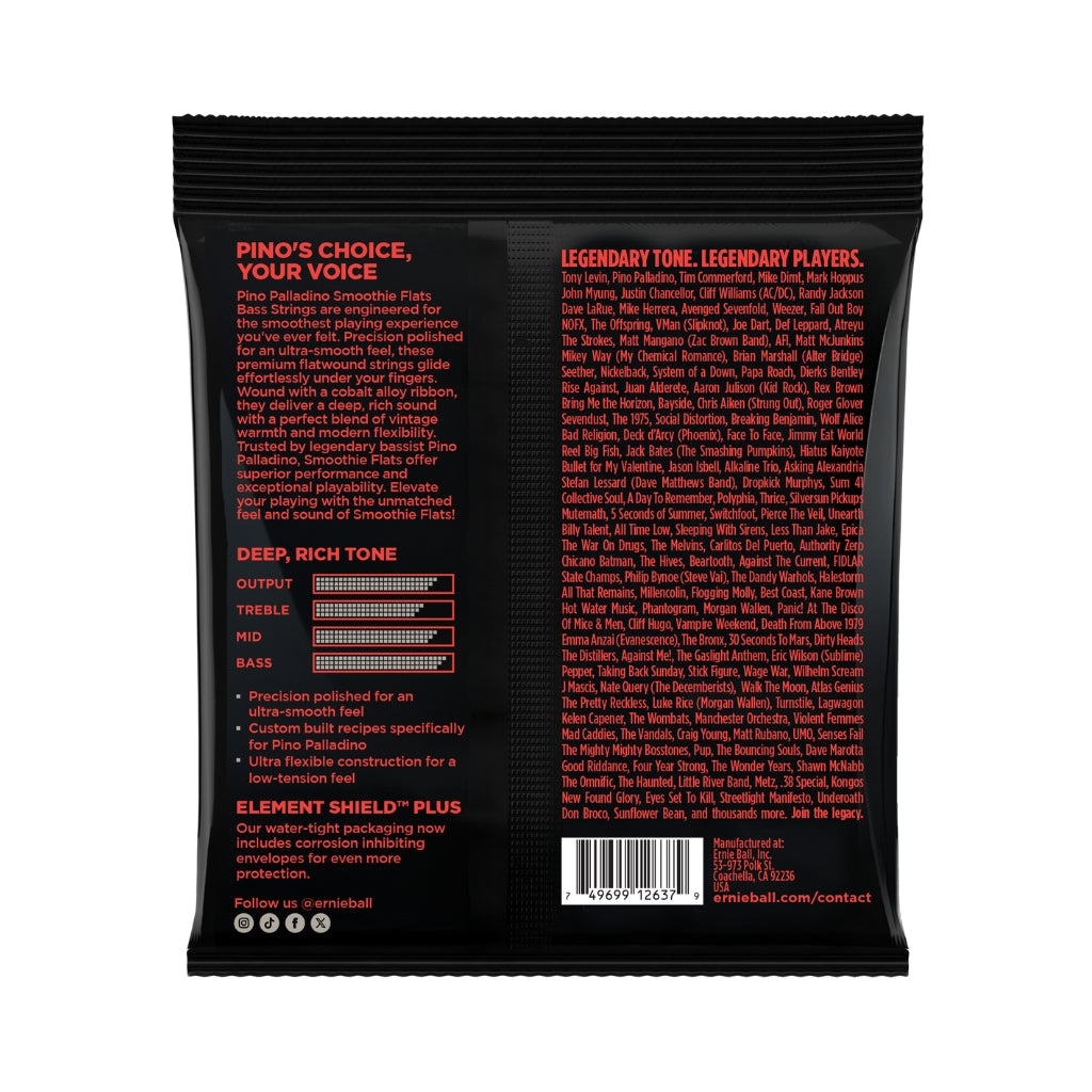 Ernie Ball - 2748 Pino Palladino Smoothie Flats Electric Bass Guitar Strings - .038-.98 Extra Light