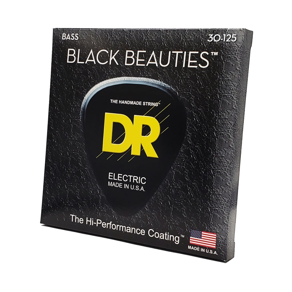 DR Strings - Black Beauties Coated Steel 6-string Bass Guitar Strings - Medium 30-125