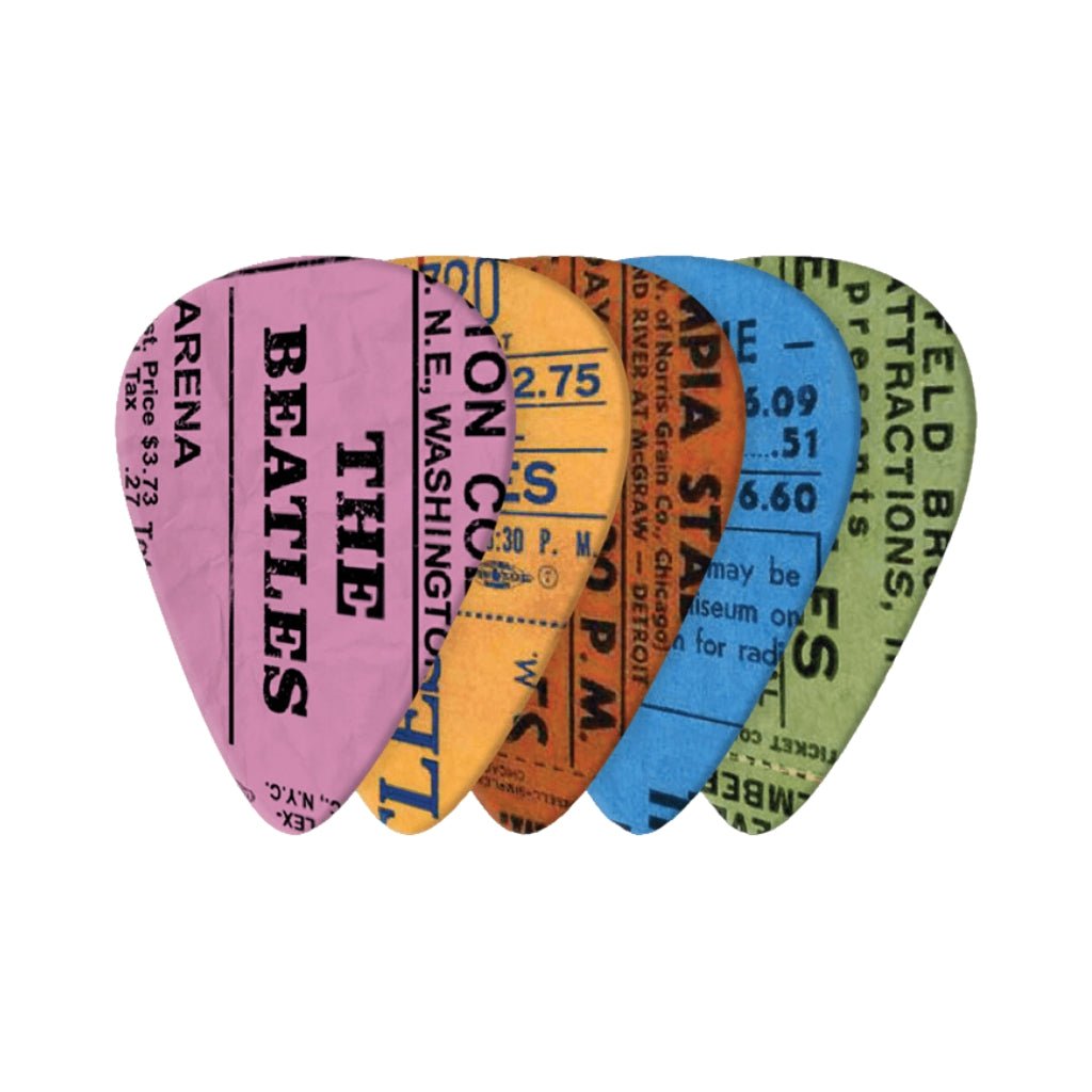 D'Addario Beatles 1964 Tour Ticket Stubs Guitar Picks, Medium Gauge (.70mm) 10-Pack Guitar Picks Sky Music