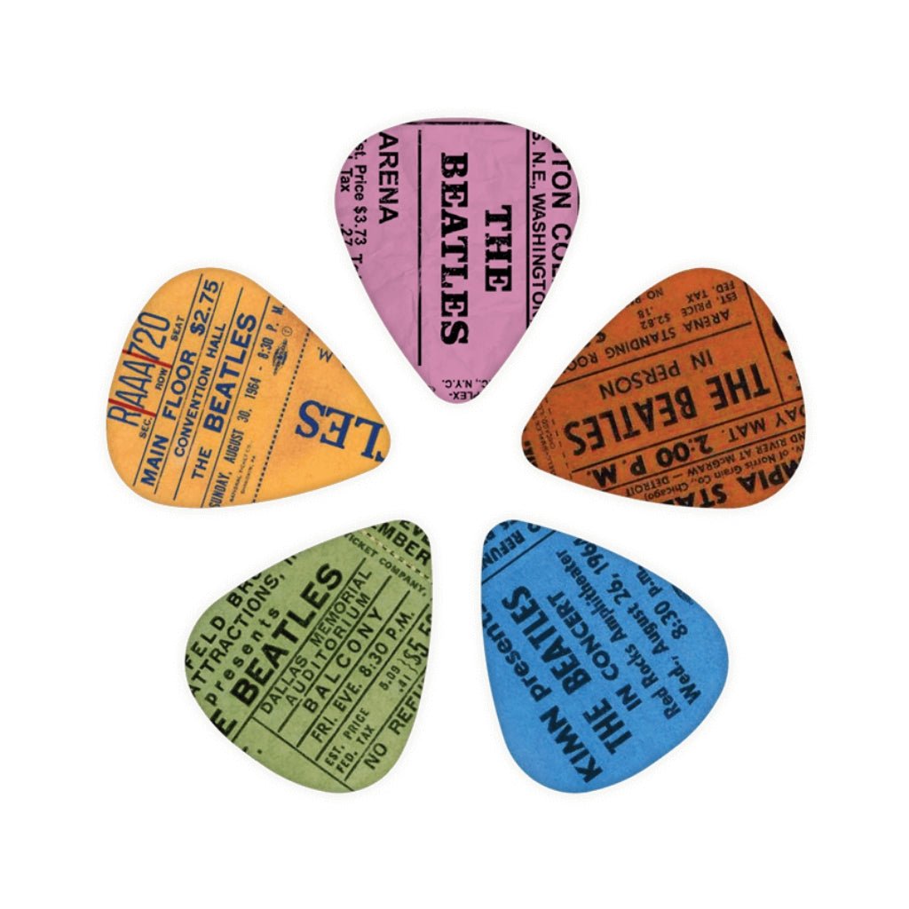 D'Addario Beatles 1964 Tour Ticket Stubs Guitar Picks, Medium Gauge (.70mm) 10-Pack Guitar Picks Sky Music