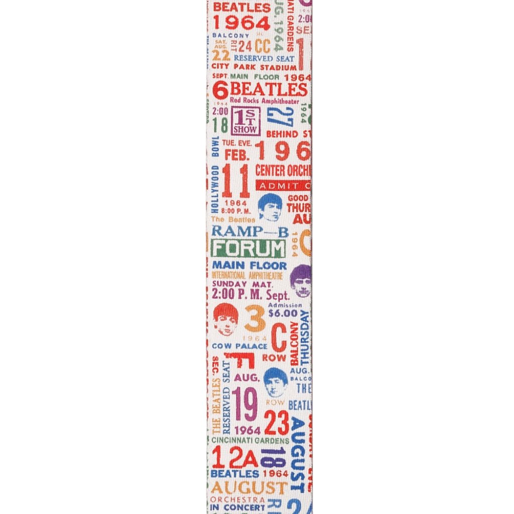 D'Addario Beatles 1964 US Tour Ticket Stubs Guitar Strap, Multi Color Guitar Straps Sky Music