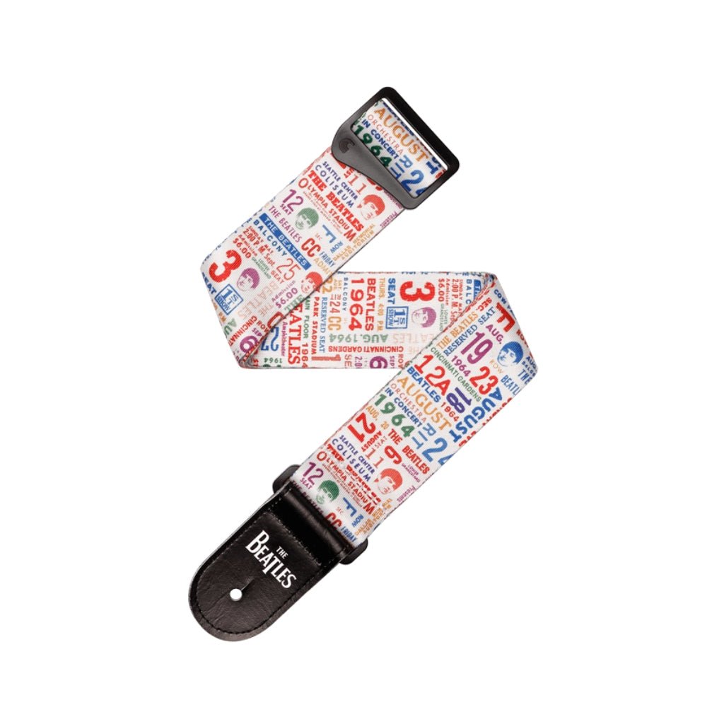 D'Addario Beatles 1964 US Tour Ticket Stubs Guitar Strap, Multi Color Guitar Straps Sky Music