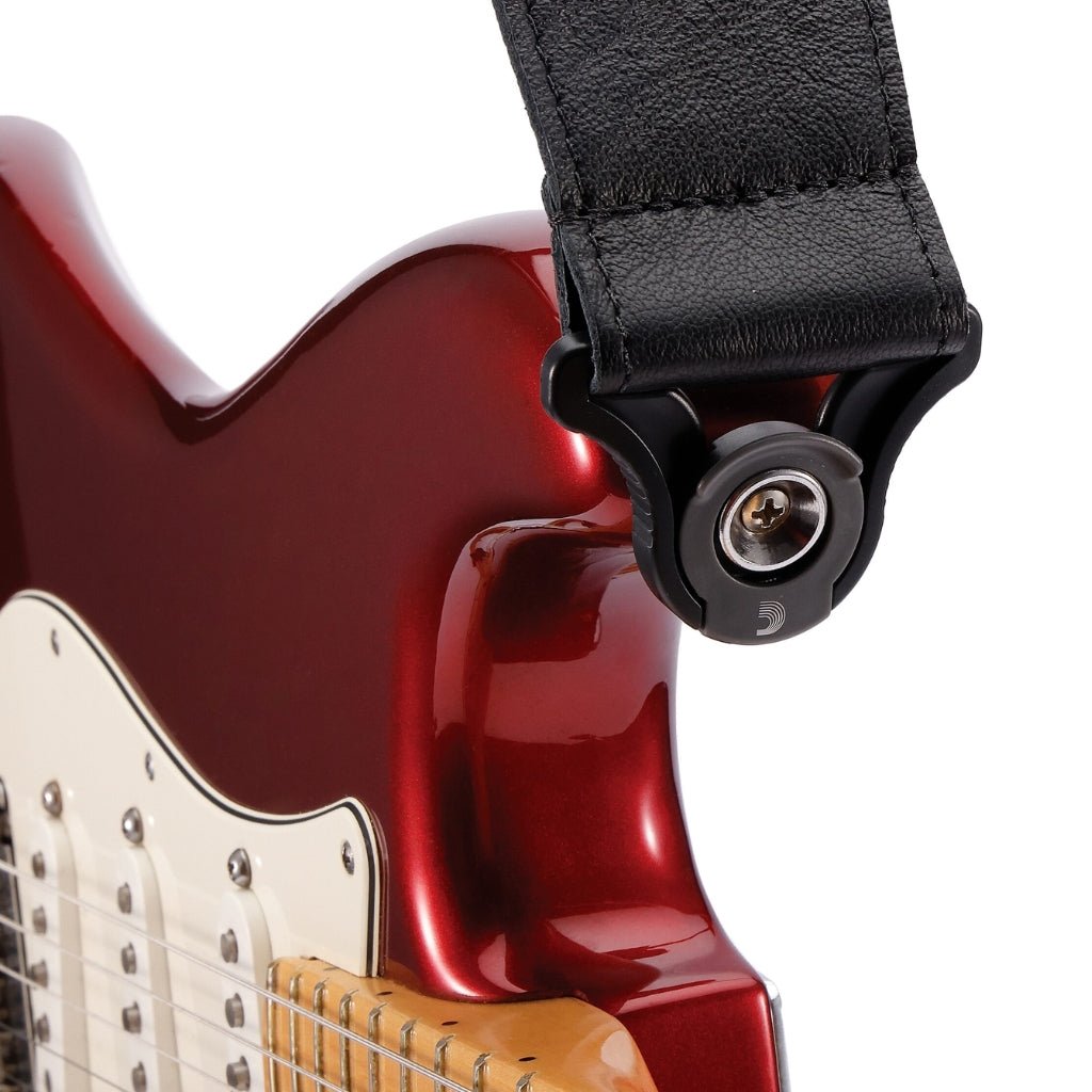 D'Addario Comfort Leather Auto Lock Guitar Strap - Black Guitar Straps Sky Music