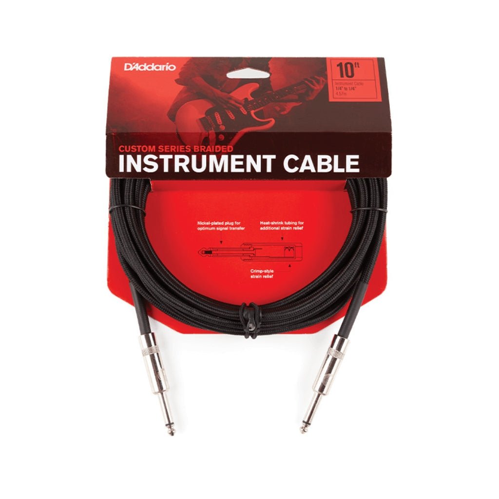 D'Addario Custom Series 10ft Braided Instrument Cable - Black Tweed Instrument Cables Sky Music