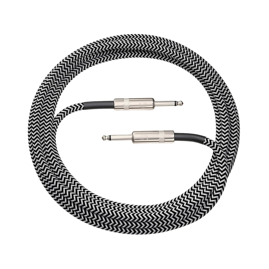 D'Addario Custom Series 15ft Braided Instrument Cable - Black & White Tweed Instrument Cables Sky Music