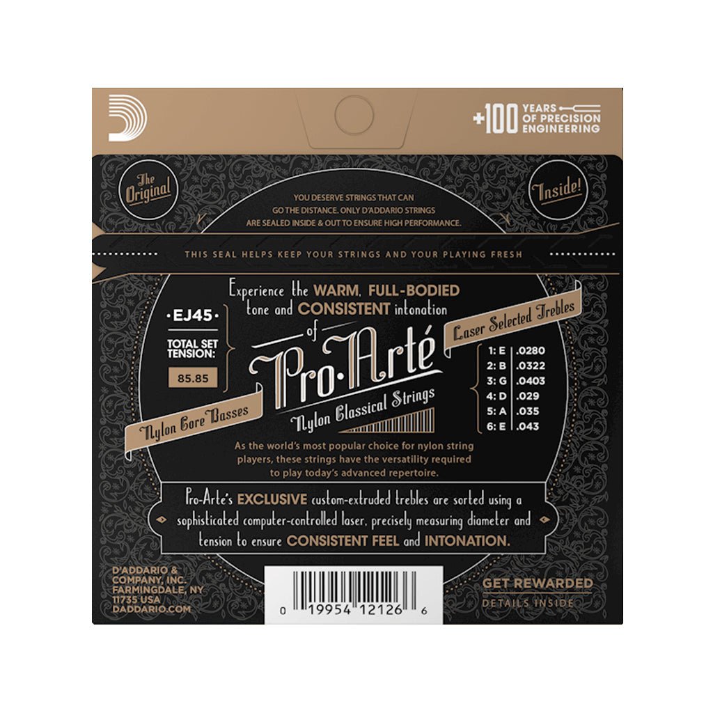 D'Addario EJ45-3D Pro-Arte Silver-Plated Classical Guitar Strings - Normal Tension (3-pack) Fretted Instrument Strings Sky Music
