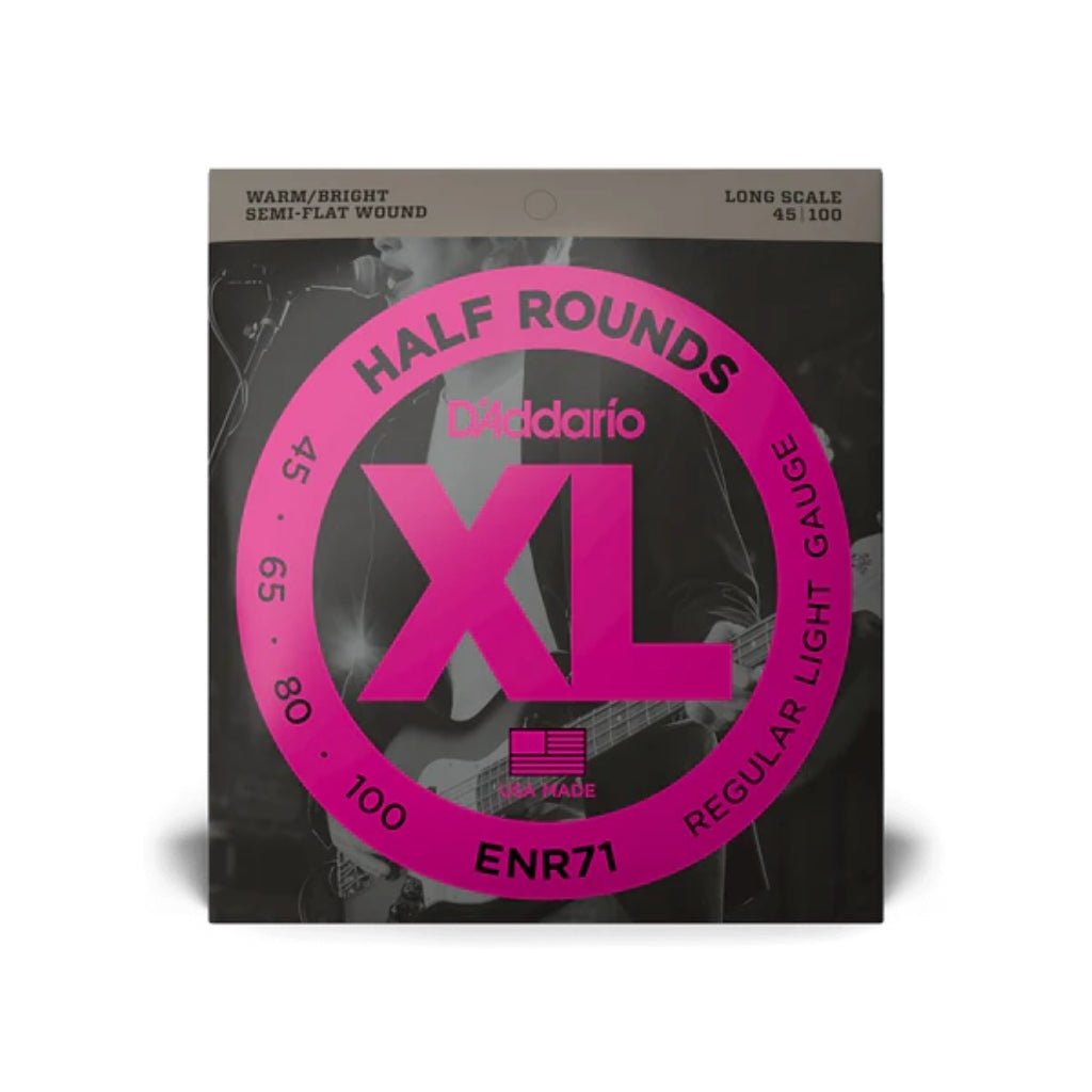 D'Addario ENR71 Semi-Flatwound Bass Guitar Strings - .045-.100 Regular Light Long Scale Fretted Instrument Strings Sky Music