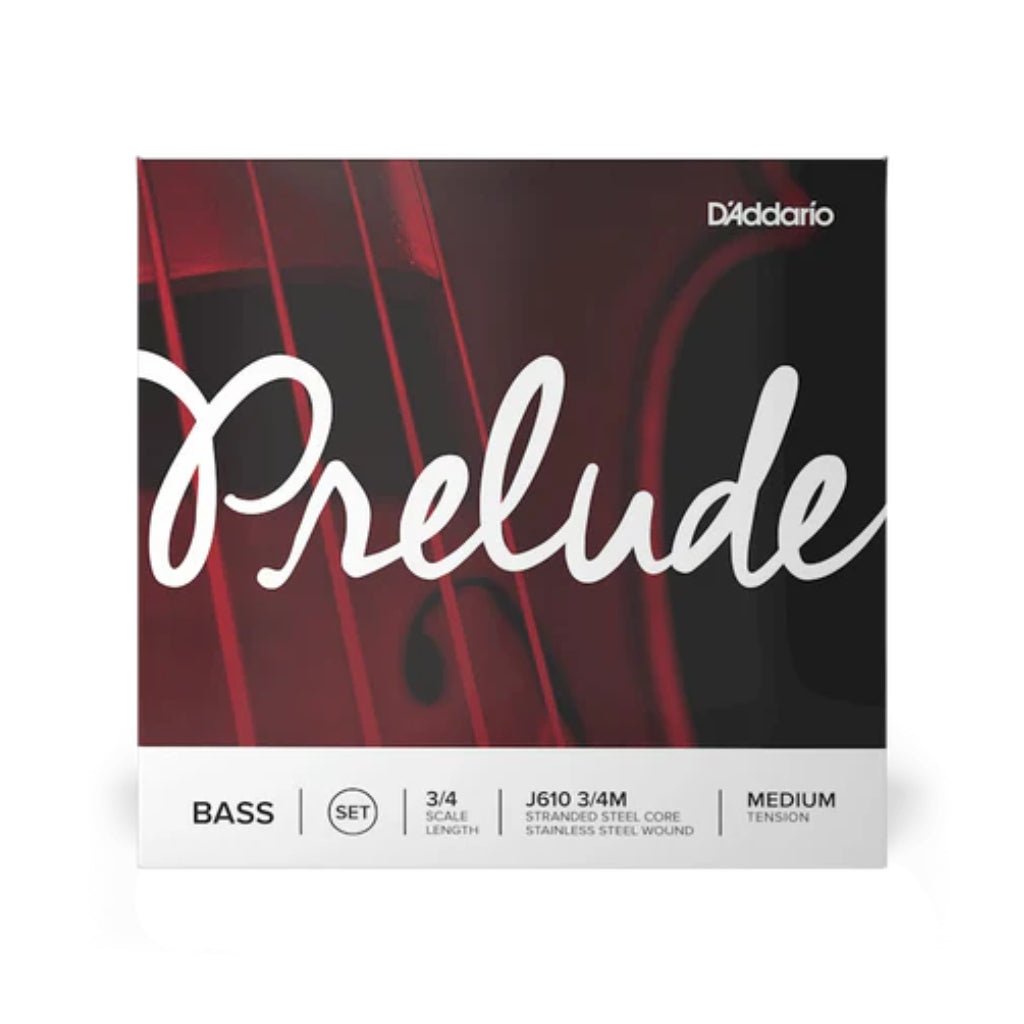 D'Addario J610 Prelude Double Bass String Set - 3/4 Size Medium Tension Strings Orchestral Sky Music