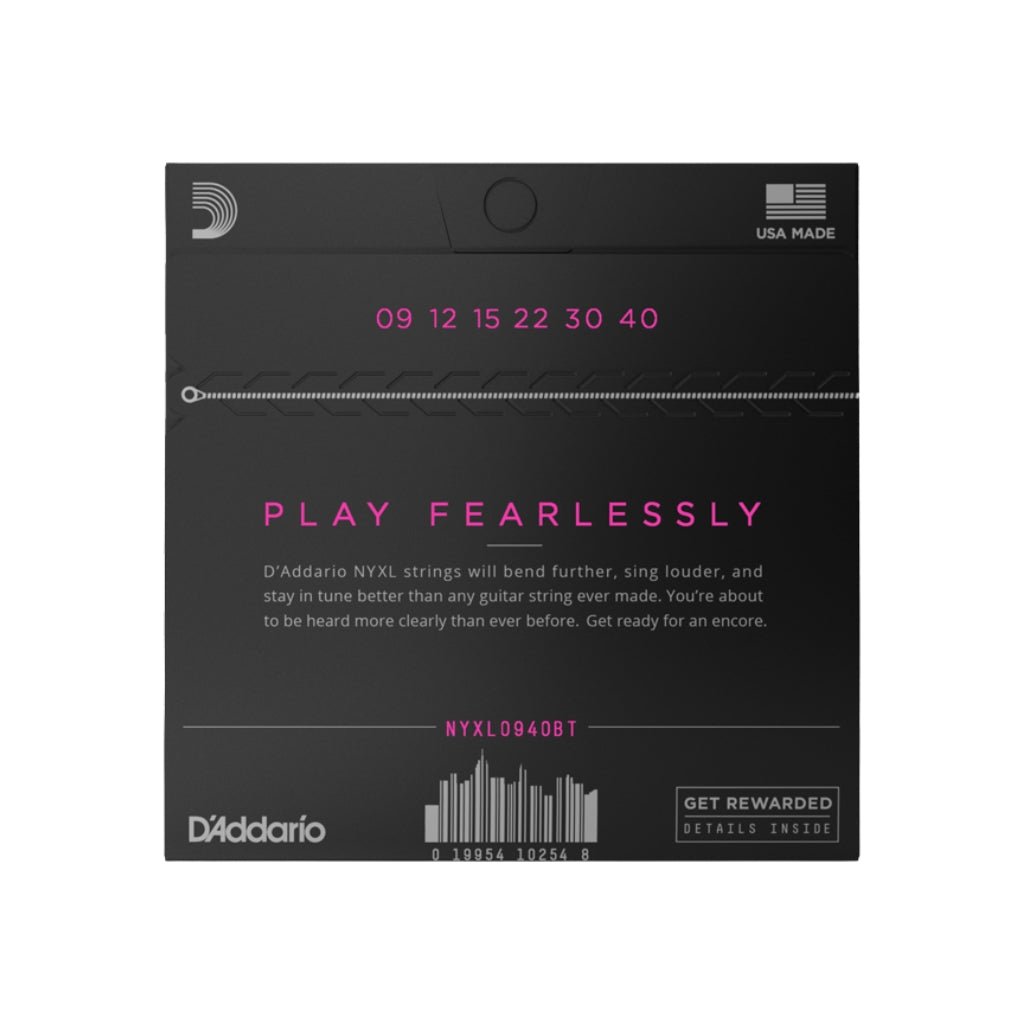 D'Addario NYXL0940BT NYXL Nickel Wound Electric Guitar Strings - .009-.040 Balanced Tension Super Light Guitar Strings Sky Music