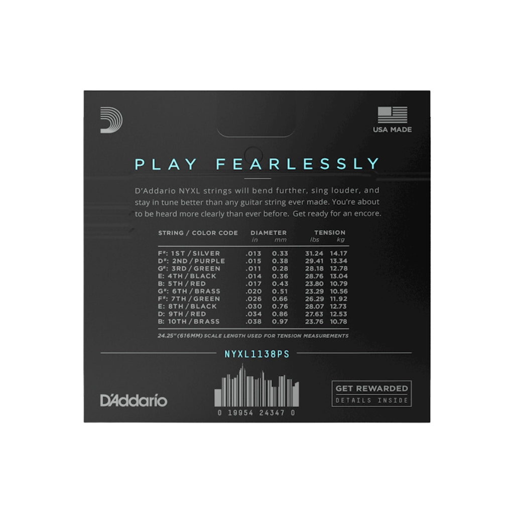 D'Addario NYXL1138PS NYXL Nickel Wound Electric Guitar Strings for E9th Pedal Steel -.011-.038 Regular Light Guitar Strings Sky Music