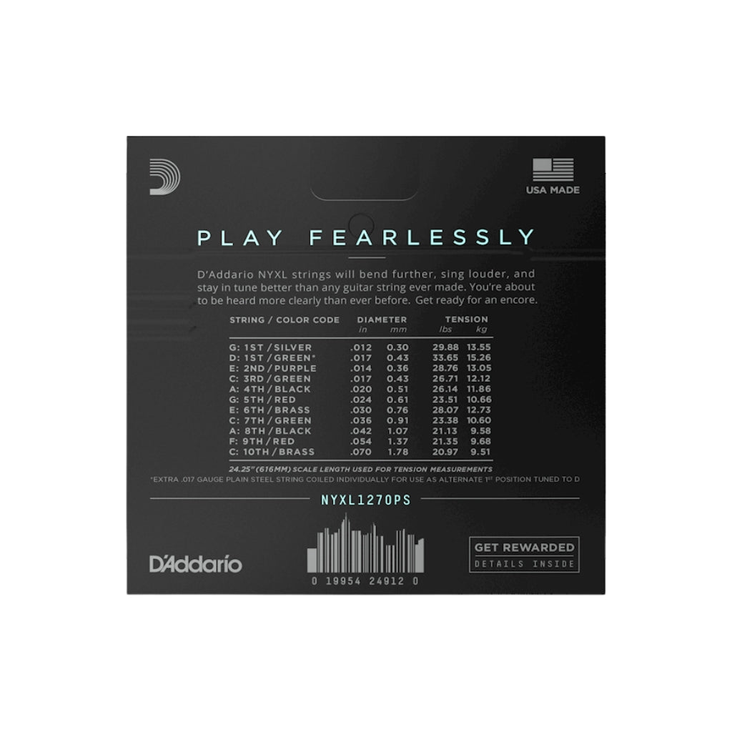 D'Addario NYXL1270PS NYXL Nickel Wound Strings for C6th Pedal Steel - .012-.070, Custom Medium Guitar Strings Sky Music