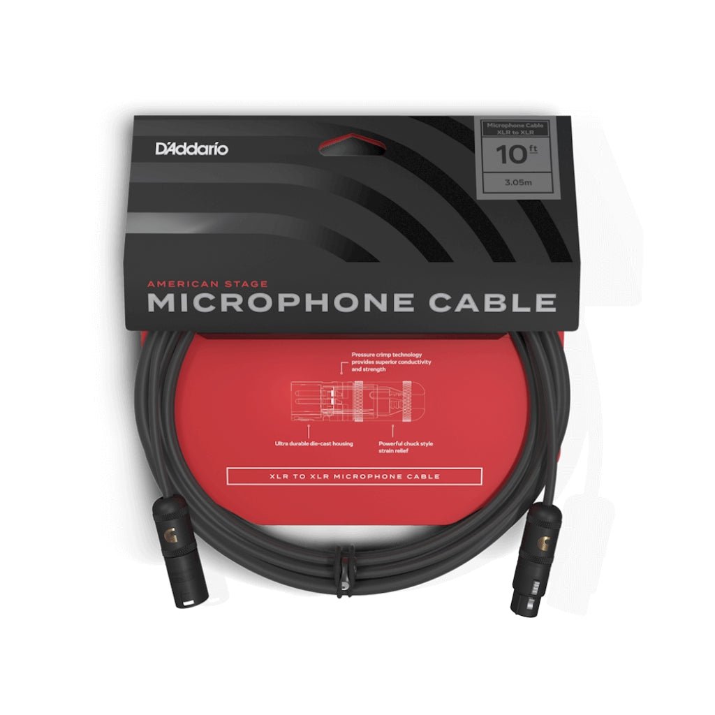 D'Addario PW-AMSM-10 American Stage XLR to XLR Cable - 10ft Audio Cables Sky Music