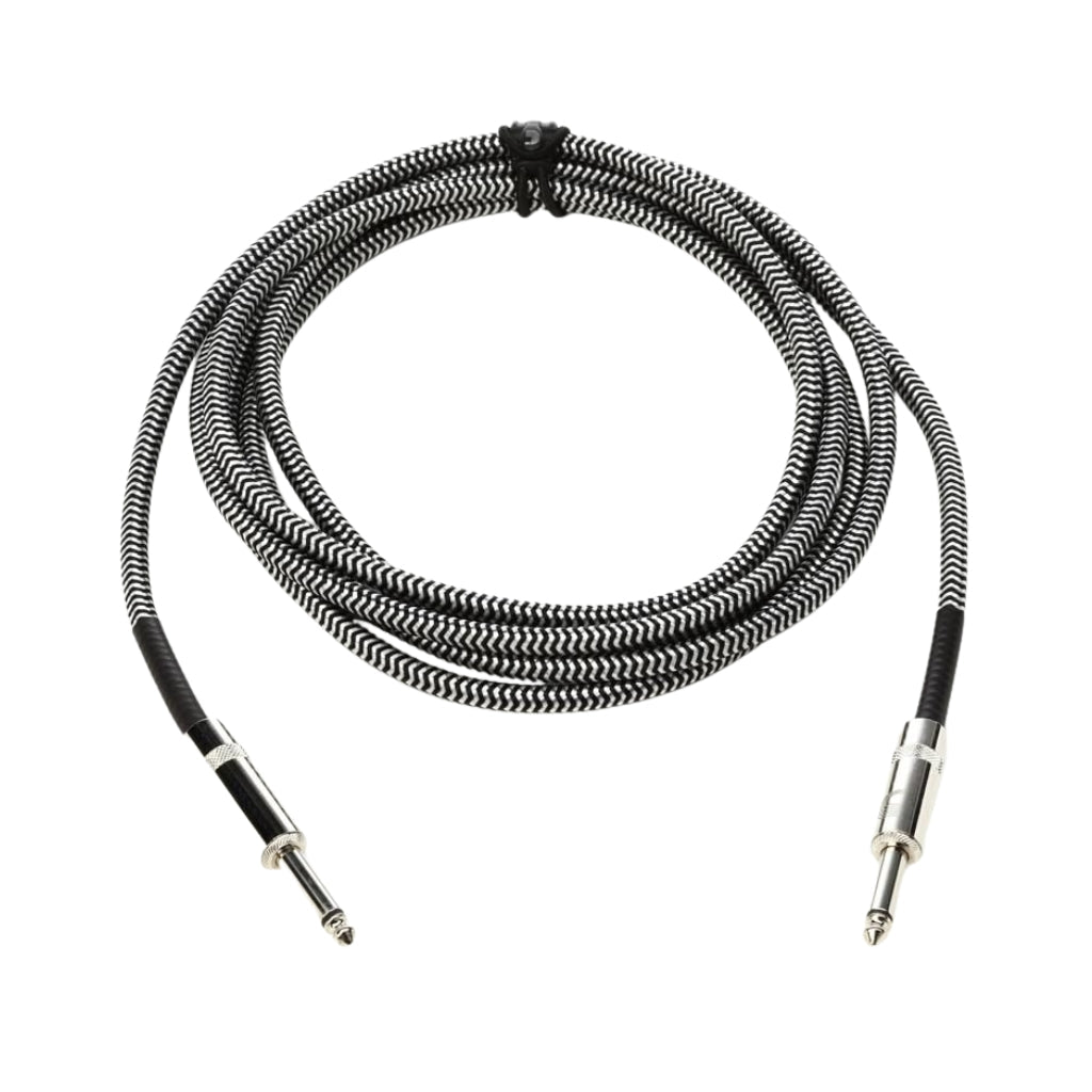 D'Addario PW-BG-10BG Braided Straight to Straight Instrument Cable - 10 foot, Grey Instrument Cables Sky Music