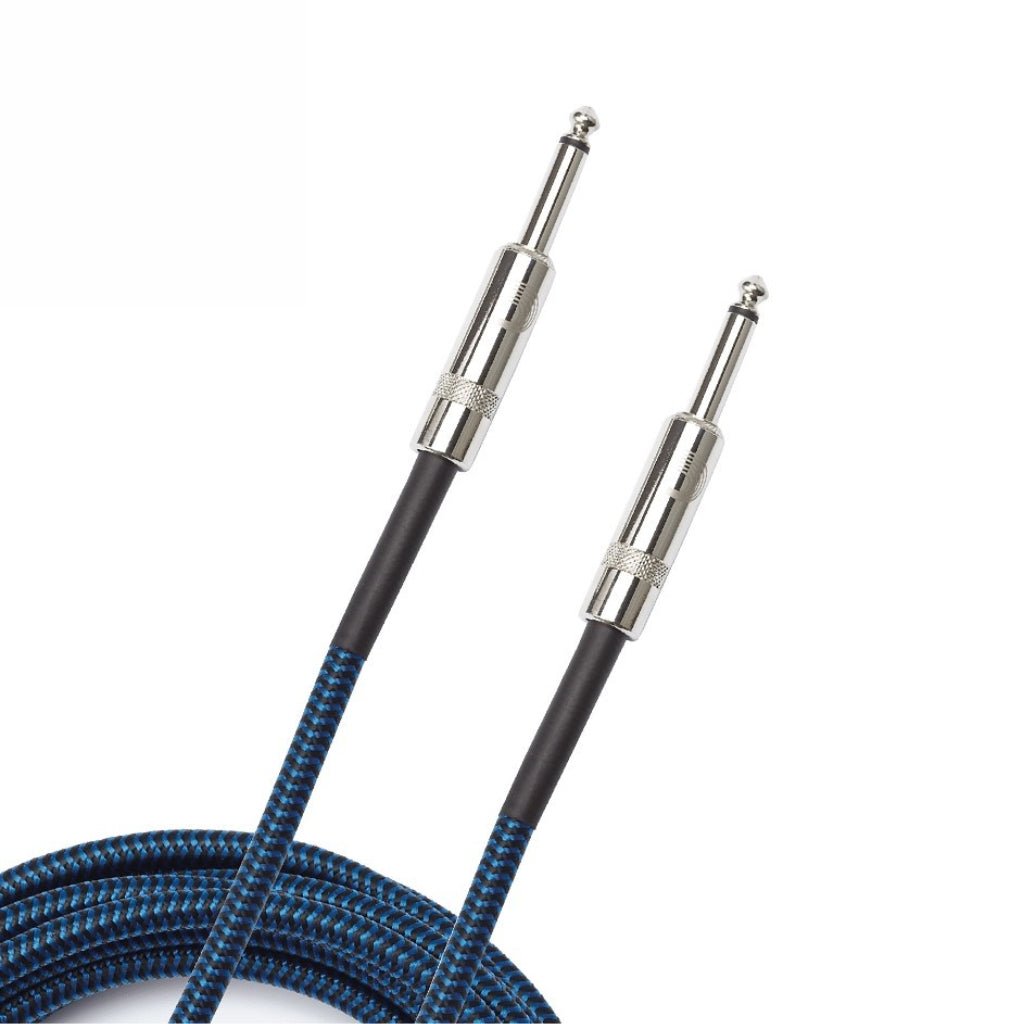 D'Addario PW-BG-15BU Braided Straight to Straight Instrument Cable - 15 foot, Blue Instrument Cables Sky Music