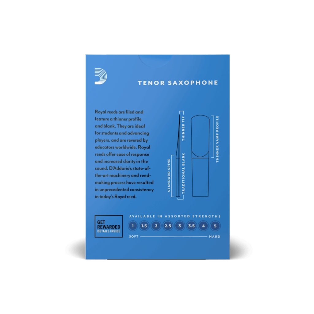 D'Addario Royal Tenor Saxophone Reeds - 2.0 (10-pack) Brass & Woodwind Accessories Sky Music
