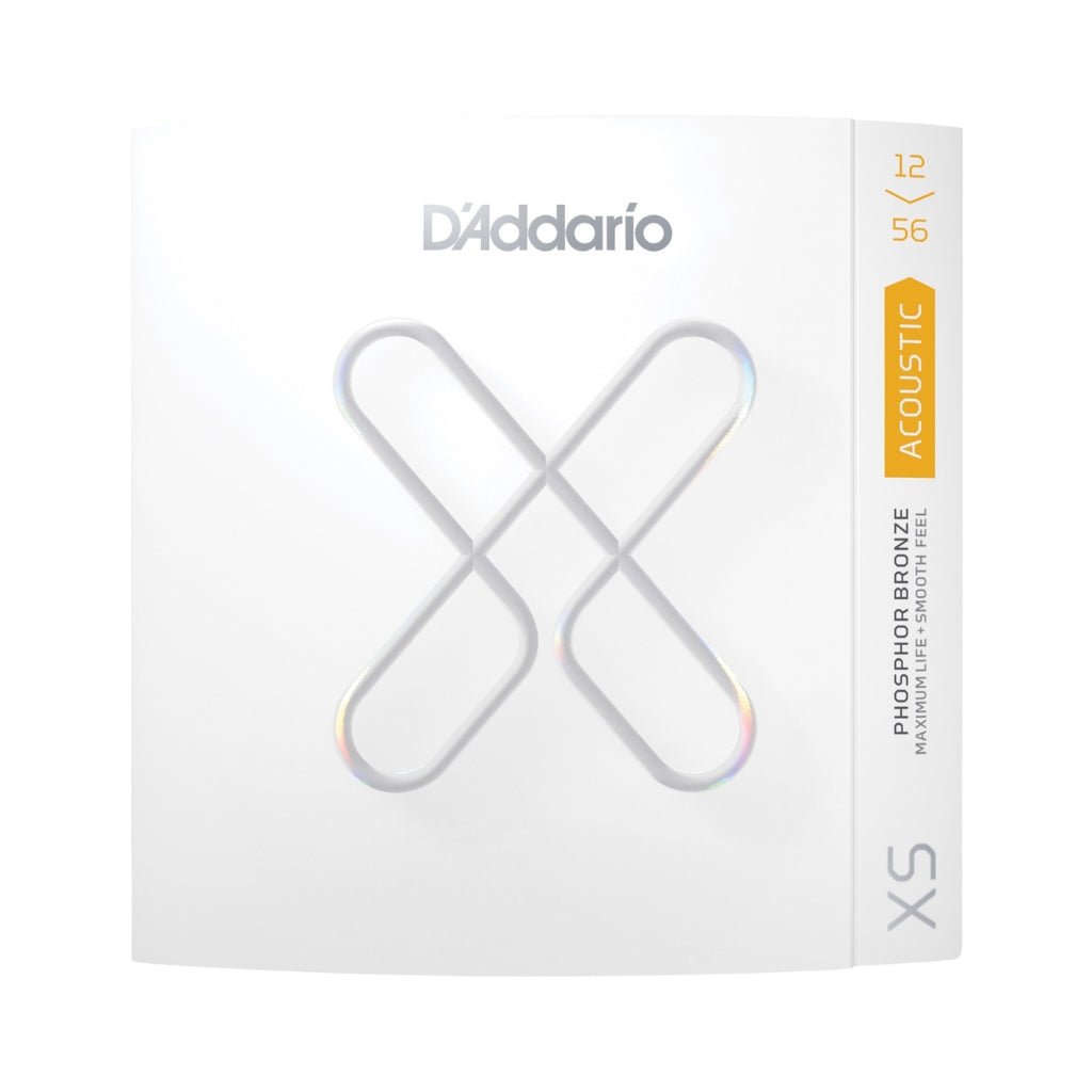 D'Addario XSAPB1256 XS Phosphor Bronze Coated Acoustic Guitar Strings - .012-.056 Light Top/Medium Bottom Fretted Instrument Strings Sky Music