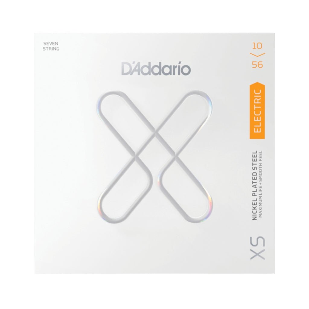 D'Addario XSE1056 XS Nickel-plated Steel Coated Electric Guitar Strings - .010-.056 7-String Regular Guitar Strings Sky Music