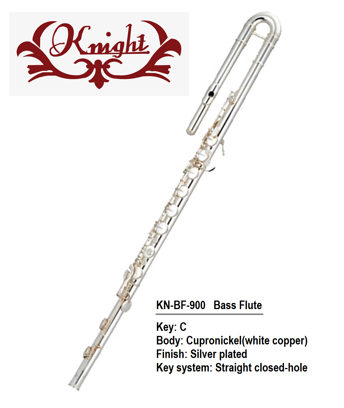 Knight Bass Flute BF-900, Key of C with Case