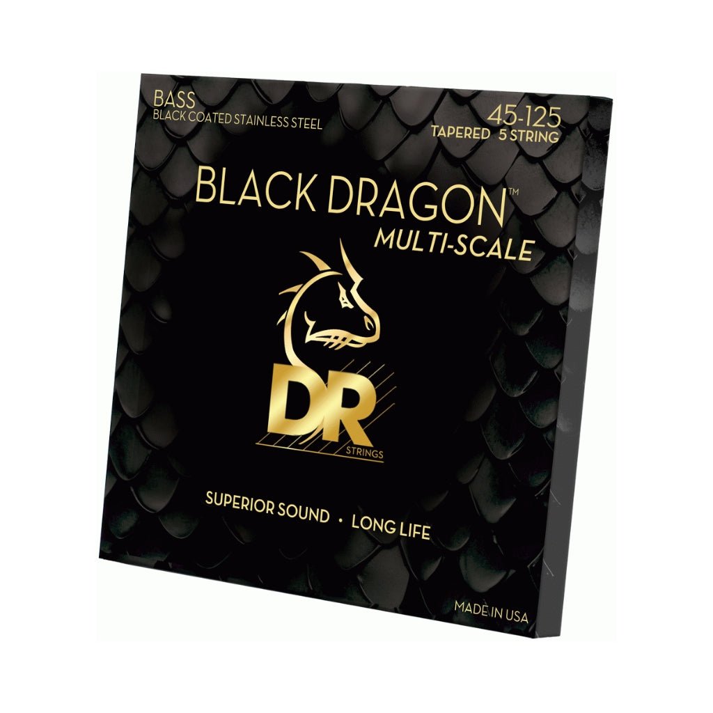 DR Black Dragon 5-String Bass Guitar Strings - .045-.105 Medium Multi Scale Bass Strings Sky Music