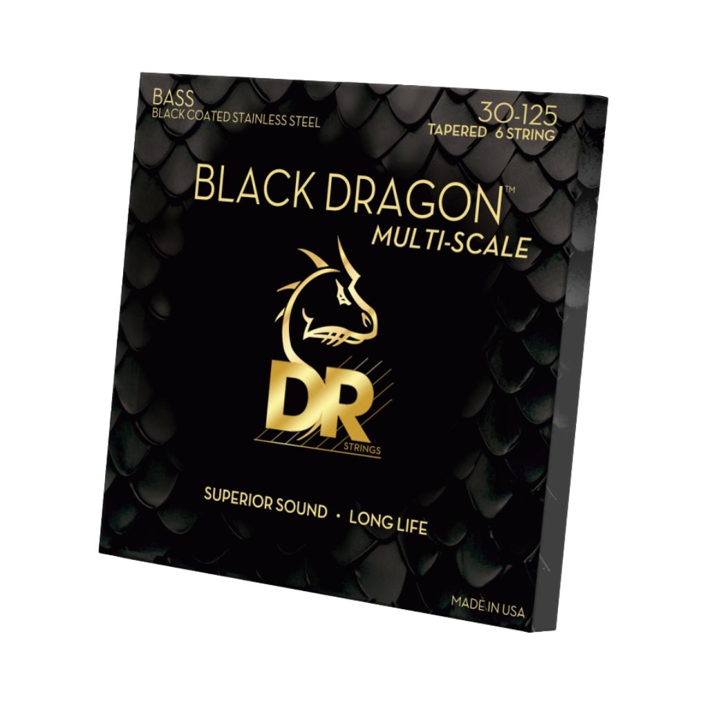 DR Black Dragon 6-String Bass Guitar Strings - .030-.125 Medium Multi Scale Bass Strings Sky Music