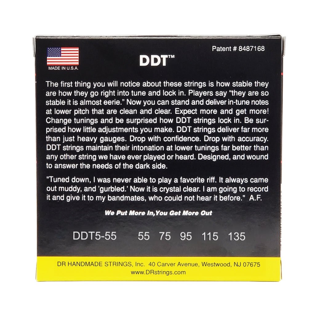 DR Drop-Down Tuning Stainless Steel 5-string Bass Guitar Strings - Extra Heavy 55-135 Bass Strings Sky Music