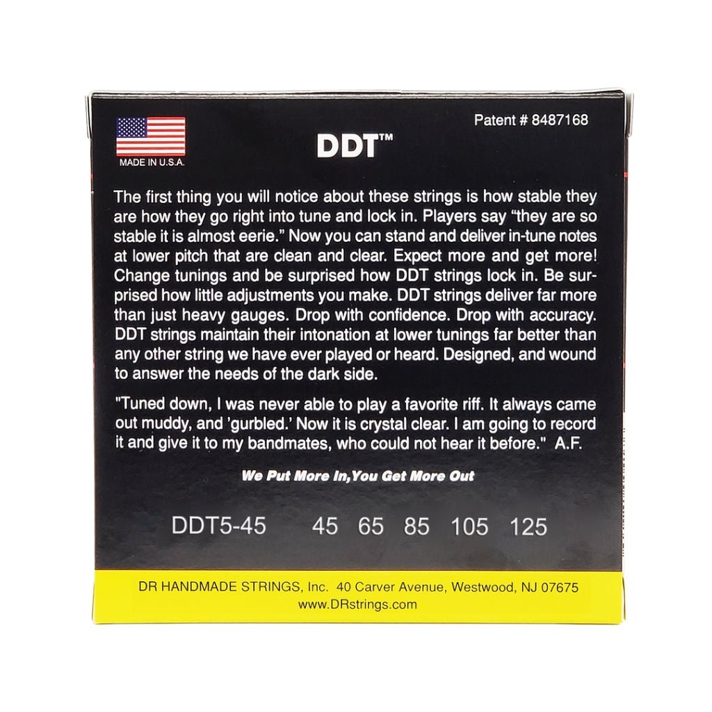 DR Drop-Down Tuning Stainless Steel 5-string Bass Guitar Strings - Medium 45-125 Bass Strings Sky Music