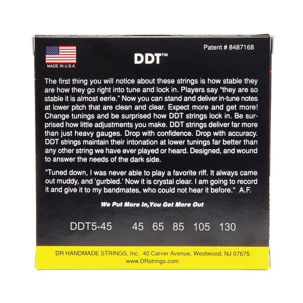 DR Drop-Down Tuning Stainless Steel 5-string Bass Guitar Strings - Medium to Heavy 45-130 Bass Strings Sky Music