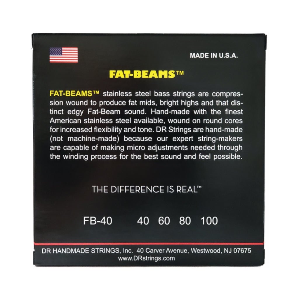 DR Fat-Beams Stainless Steel 5-string Bass Guitar Strings - Light 40-100 Guitar Strings Sky Music