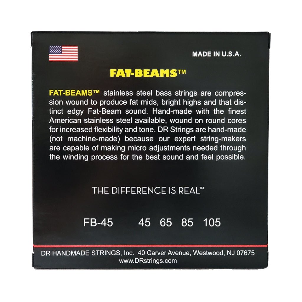 DR Fat-Beams Stainless Steel Bass Guitar Strings - Medium 45-105 Bass Strings Sky Music