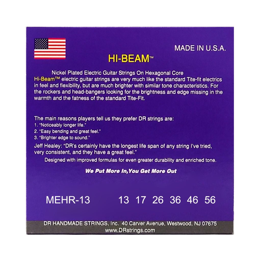 DR Hi-Beam Nickel Plated Electric Guitar Strings - Extra Heavy 13-56 Guitar Strings Sky Music