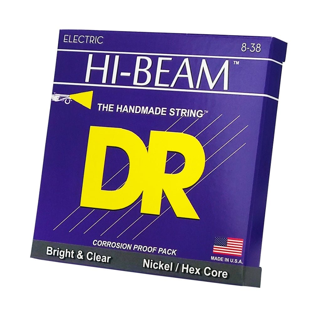 DR Hi-Beam Nickel Plated Electric Guitar Strings - Extra Light 8-38 Guitar Strings Sky Music