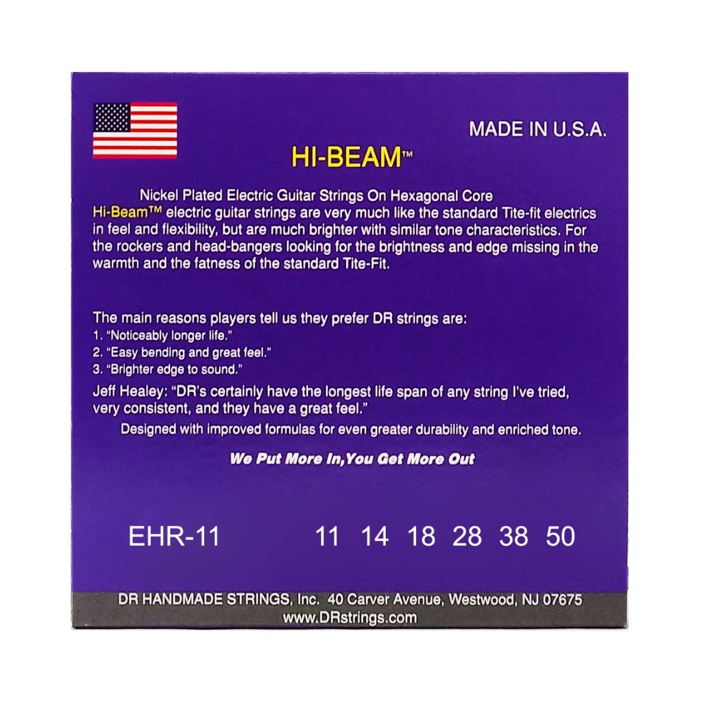 DR Hi-Beam Nickel Plated Electric Guitar Strings - Heavy 11-50 Guitar Strings Sky Music
